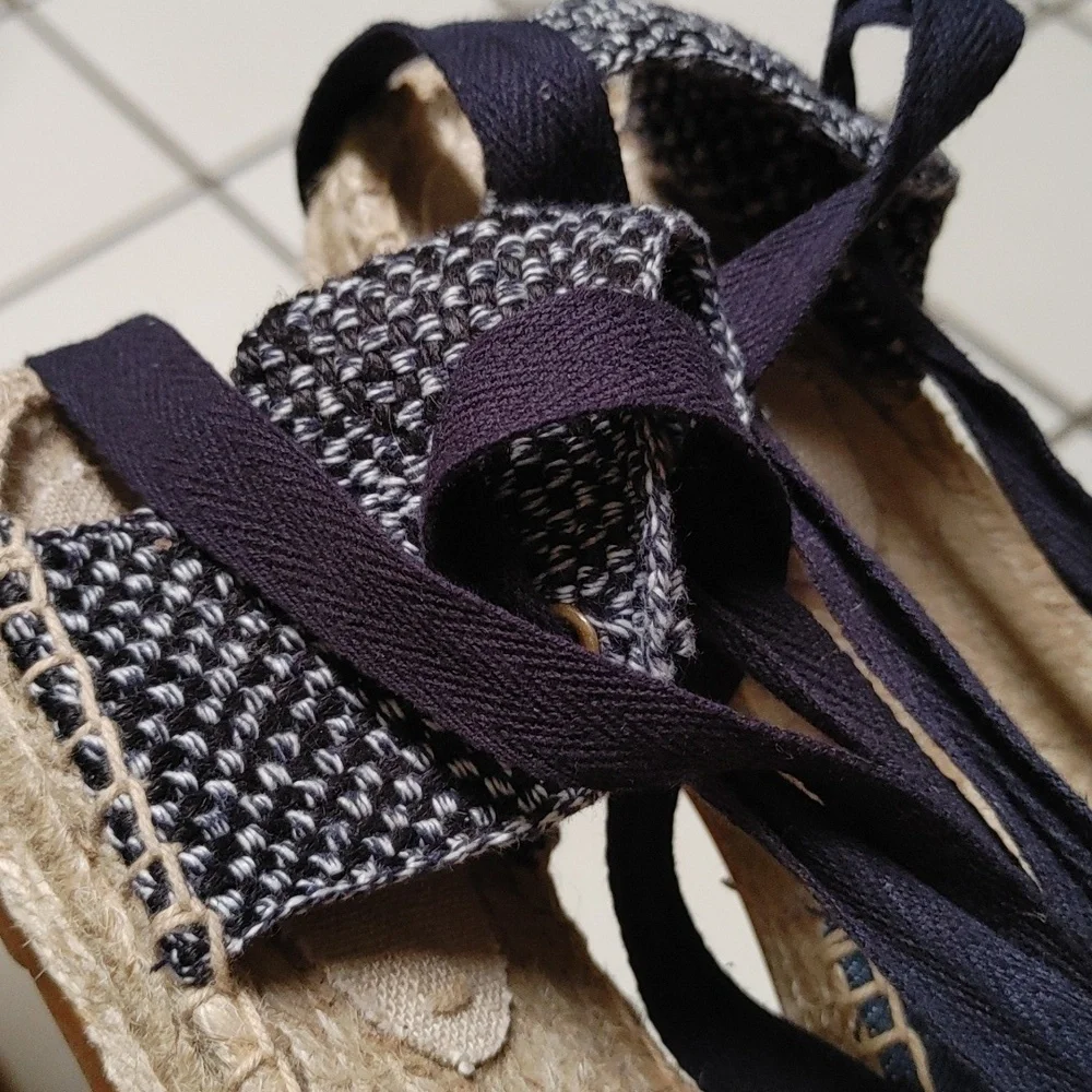 Soludos Denim Lace-Up Flat Espadrille Size 7